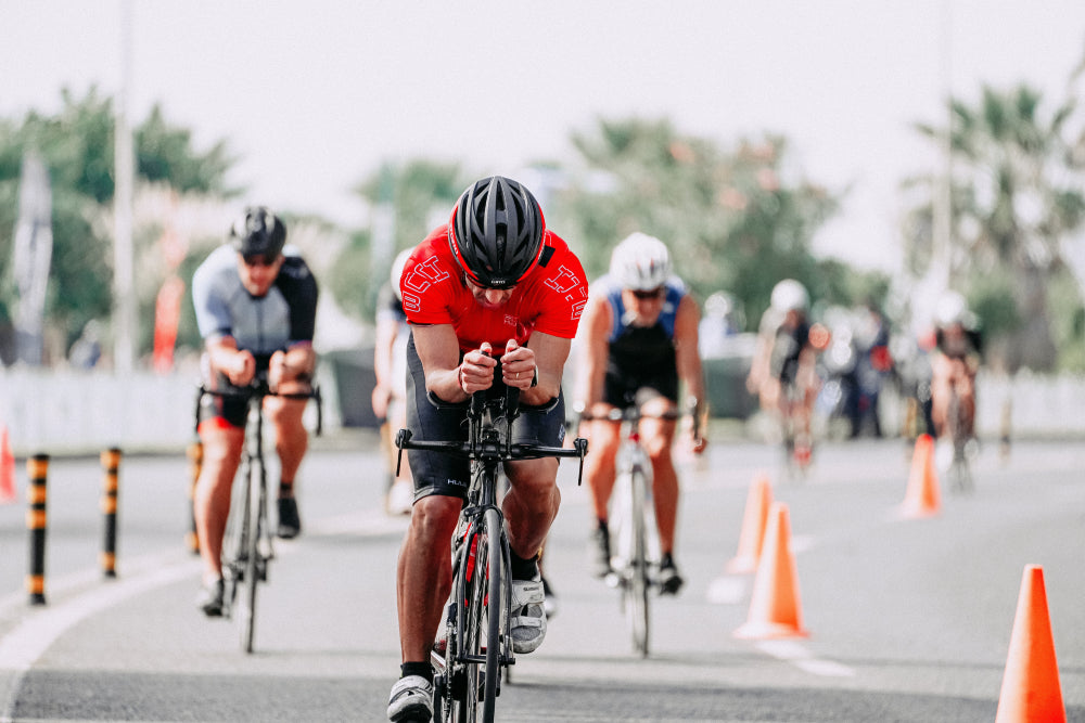 A man riding on a bicycle